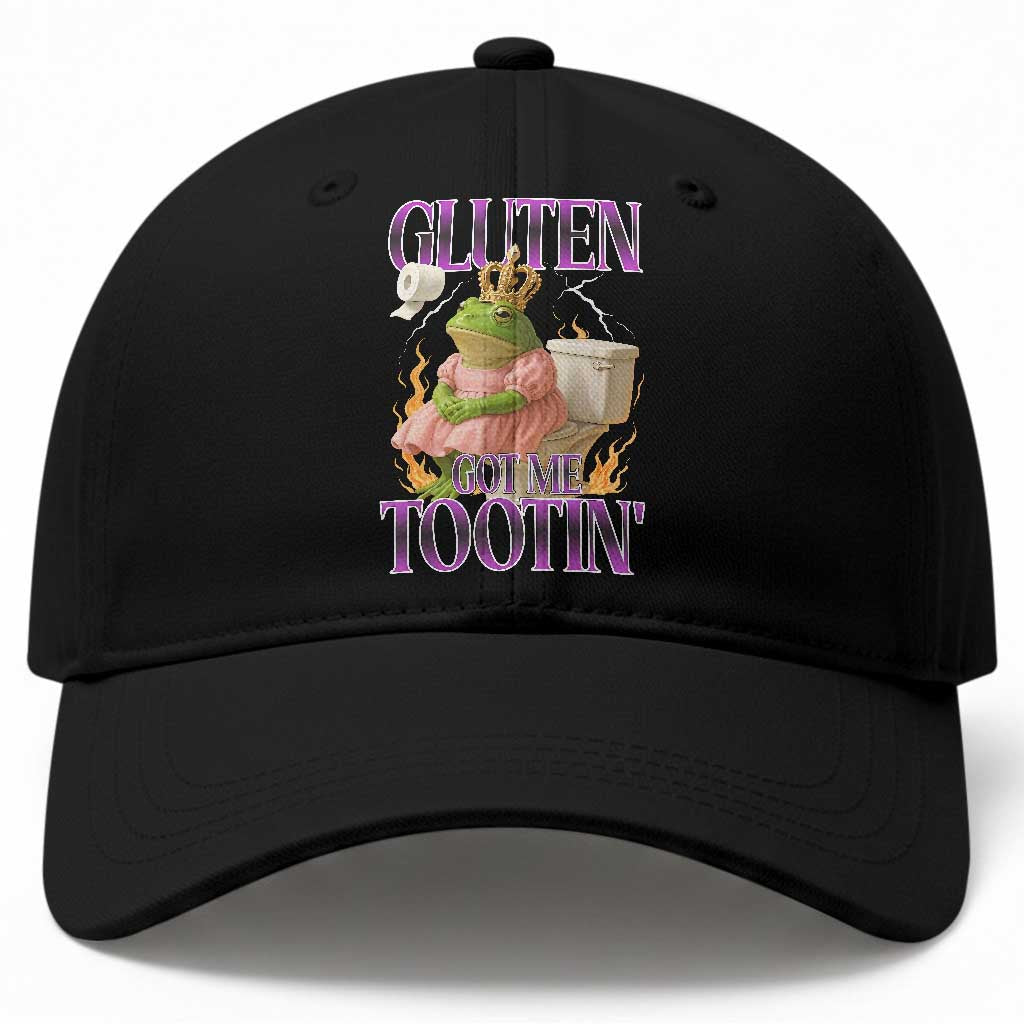 Funny Gluten Free Frog Princess Toilet Meme Baseball Cap Gluten Got Me Tootin