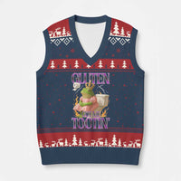 Funny Gluten Free Frog Princess Toilet Meme V-Neck Knit Sweater Vest Gluten Got Me Tootin