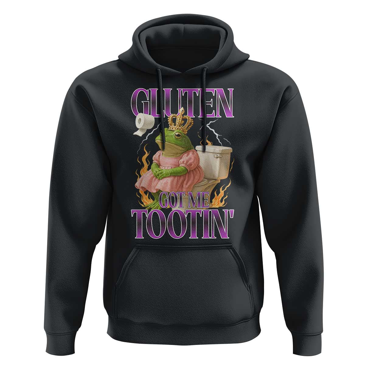 Funny Gluten Free Frog Princess Toilet Meme Hoodie Gluten Got Me Tootin