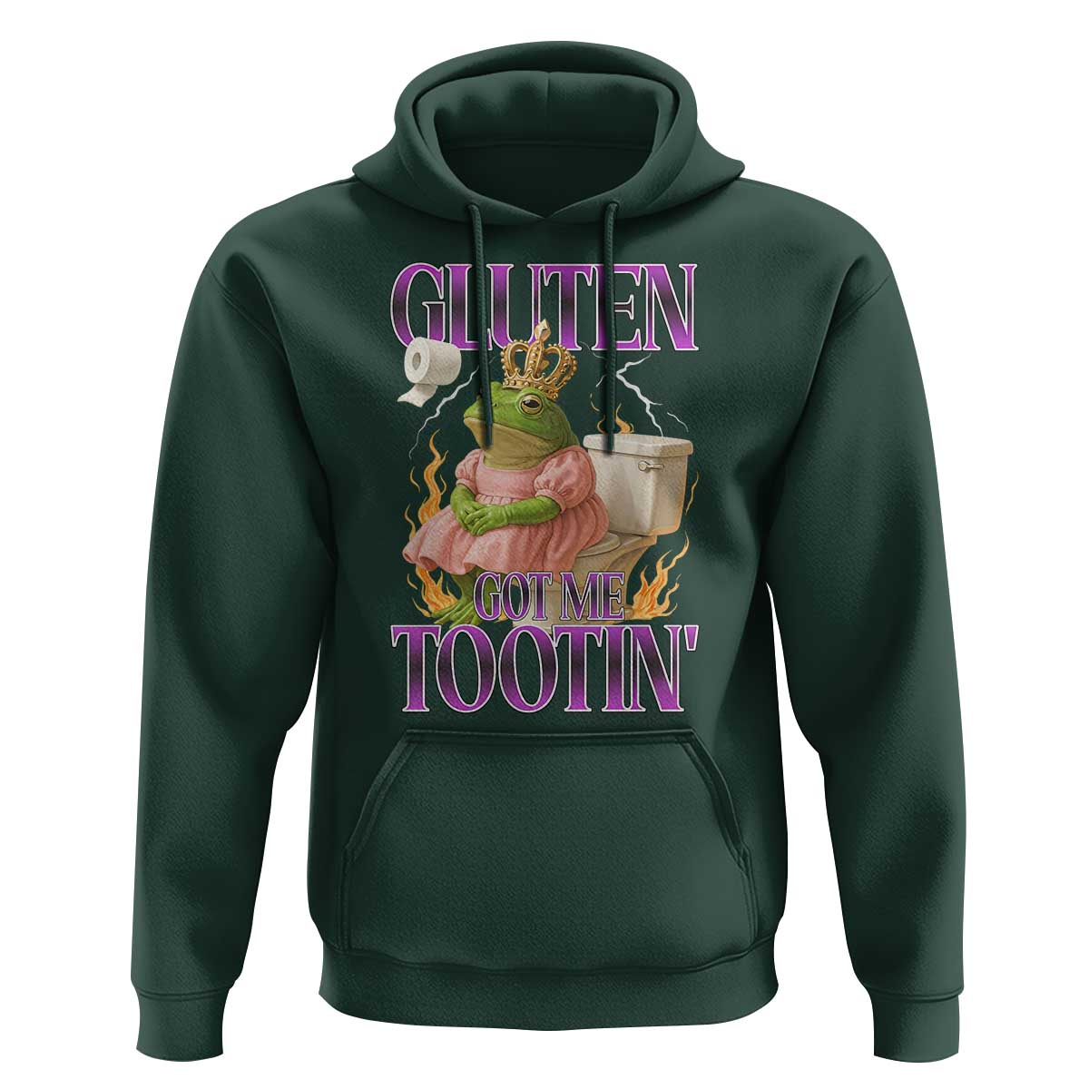 Funny Gluten Free Frog Princess Toilet Meme Hoodie Gluten Got Me Tootin