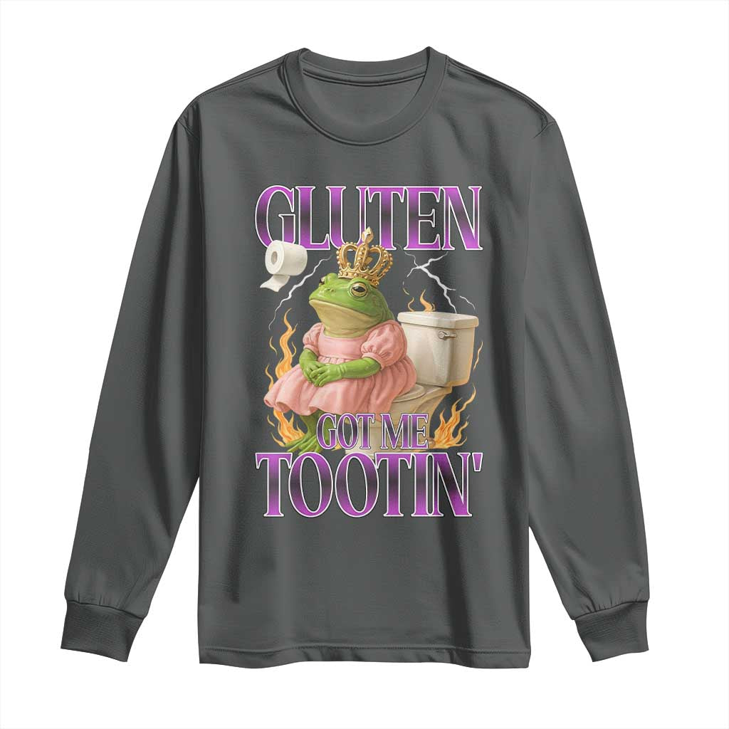 Funny Gluten Free Frog Princess Toilet Meme Long Sleeve Shirt Gluten Got Me Tootin
