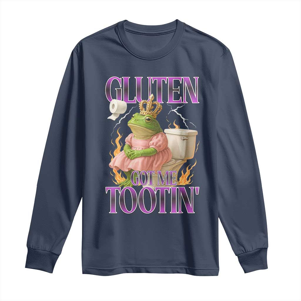 Funny Gluten Free Frog Princess Toilet Meme Long Sleeve Shirt Gluten Got Me Tootin