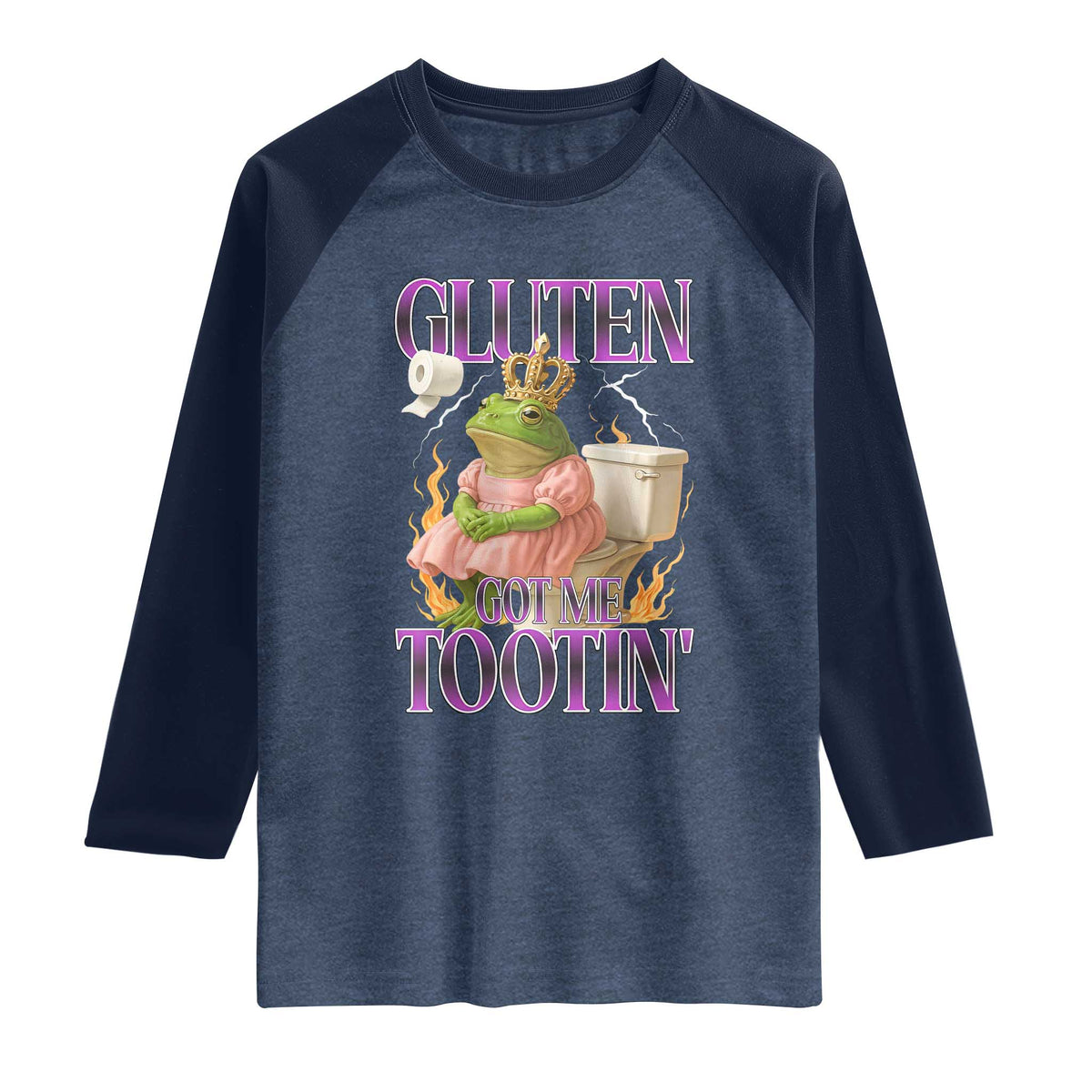 Funny Gluten Free Frog Princess Toilet Meme Raglan Shirt Gluten Got Me Tootin