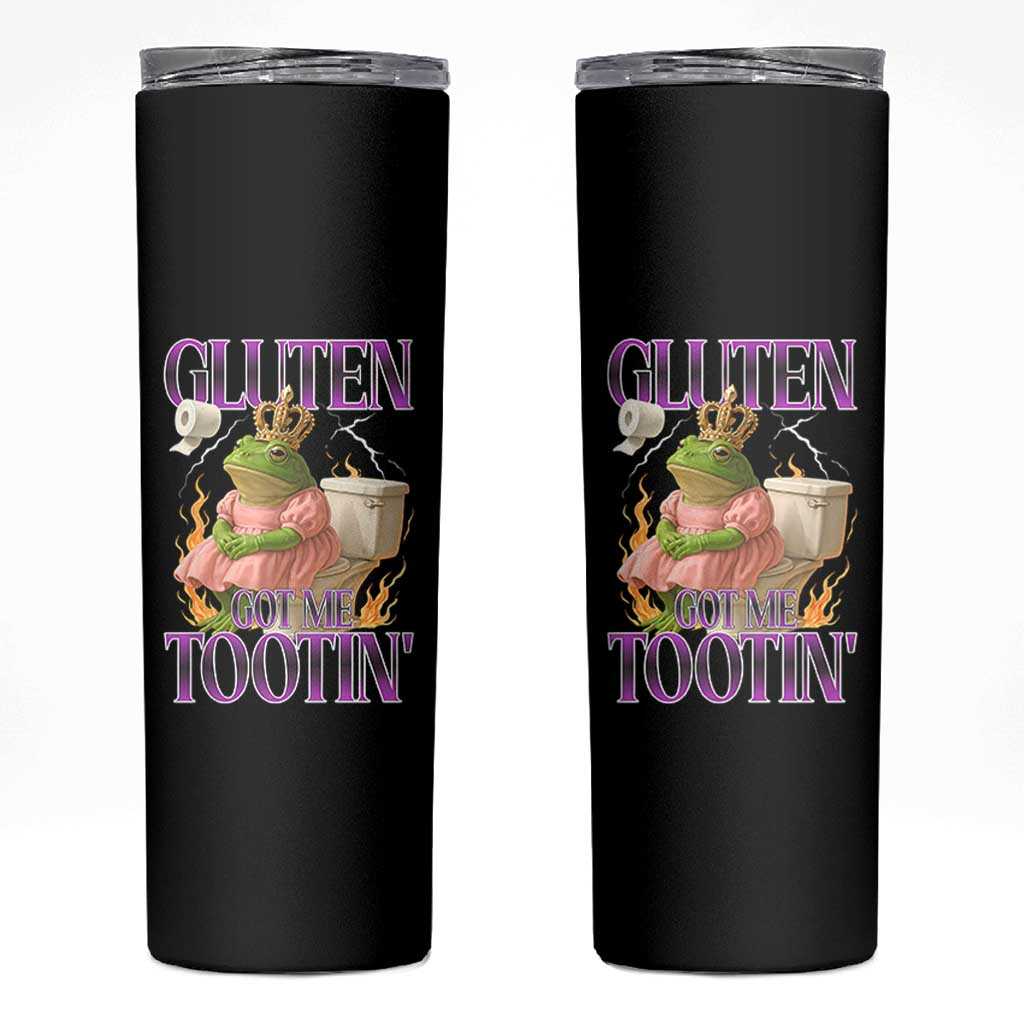 Funny Gluten Free Frog Princess Toilet Meme Skinny Tumbler Gluten Got Me Tootin