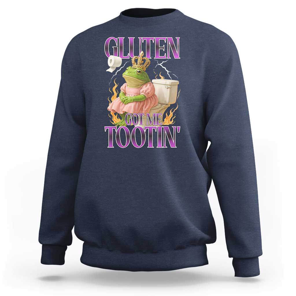 Funny Gluten Free Frog Princess Toilet Meme Sweatshirt Gluten Got Me Tootin