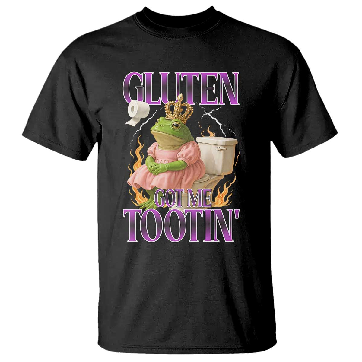 Funny Gluten Free Frog Princess Toilet Meme T Shirt Gluten Got Me Tootin