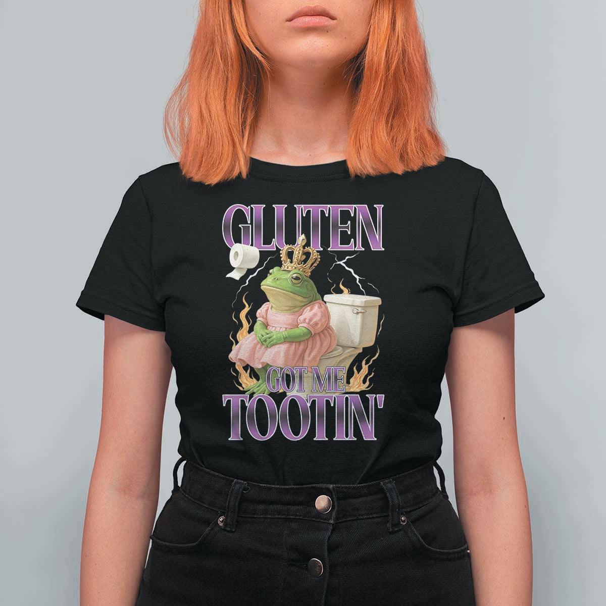 Funny Gluten Free Frog Princess Toilet Meme T Shirt For Women Gluten Got Me Tootin