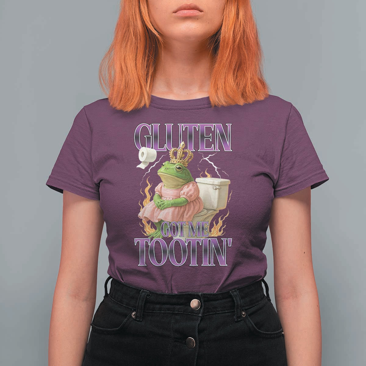 Funny Gluten Free Frog Princess Toilet Meme T Shirt For Women Gluten Got Me Tootin