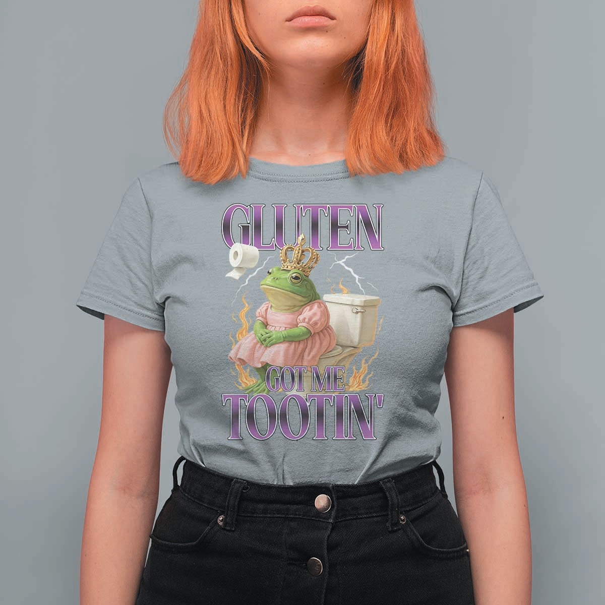 Funny Gluten Free Frog Princess Toilet Meme T Shirt For Women Gluten Got Me Tootin