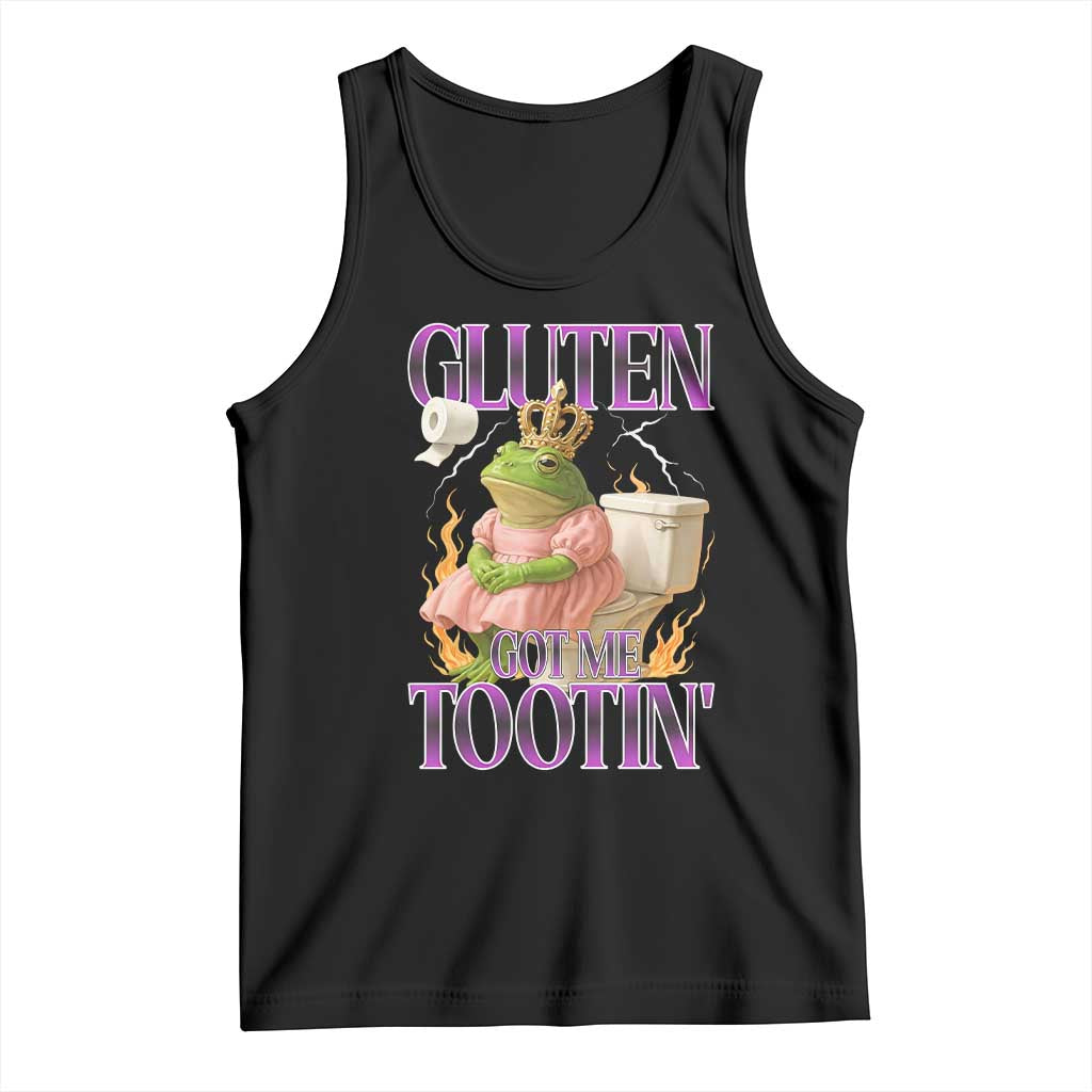 Funny Gluten Free Frog Princess Toilet Meme Tank Top Gluten Got Me Tootin