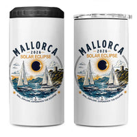 Mallorca Spain 2026 Total Solar Eclipse 4 in 1 Can Cooler Tumbler Sailing Cruise Totality Sail Explore Experience Travel Souvenir