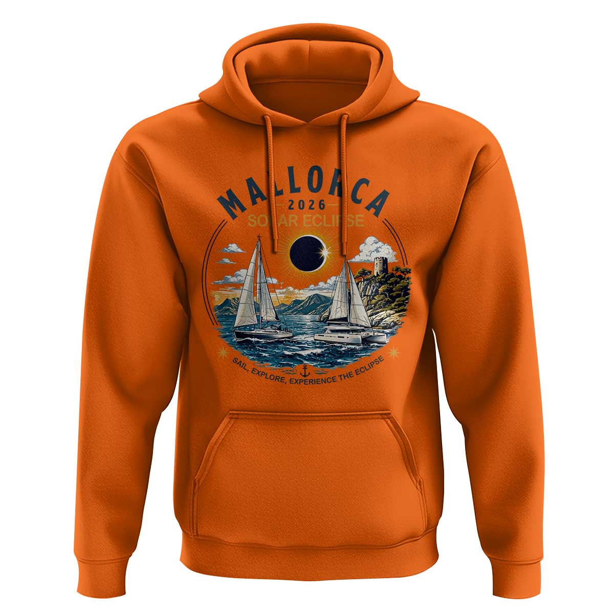 Mallorca Spain 2026 Total Solar Eclipse Hoodie Sailing Cruise Totality Sail Explore Experience Travel Souvenir