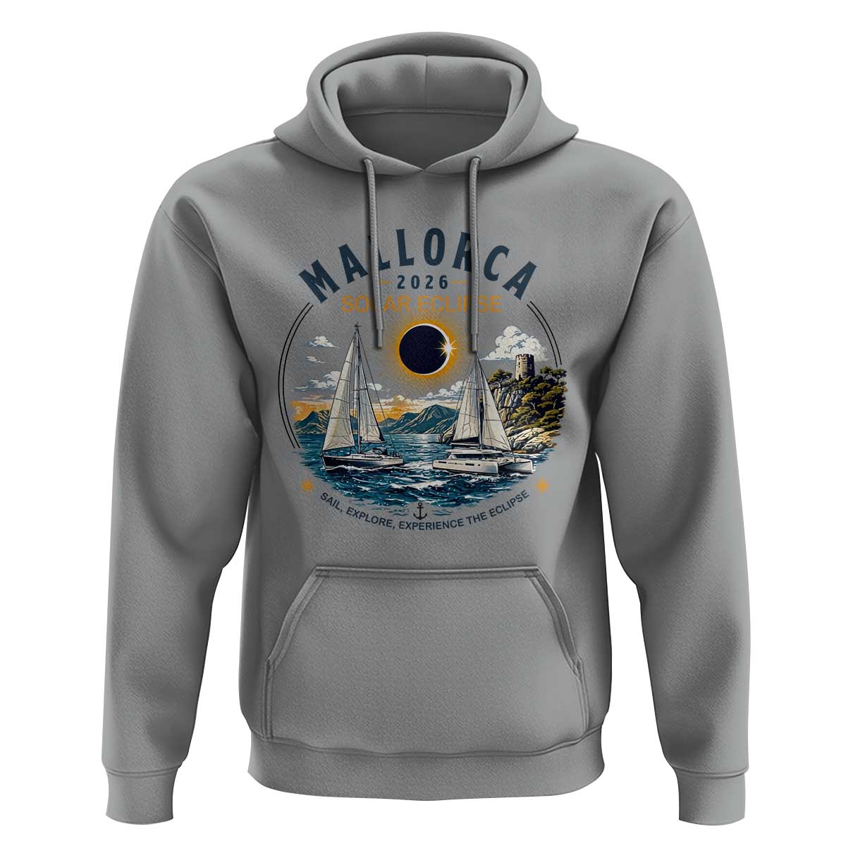 Mallorca Spain 2026 Total Solar Eclipse Hoodie Sailing Cruise Totality Sail Explore Experience Travel Souvenir