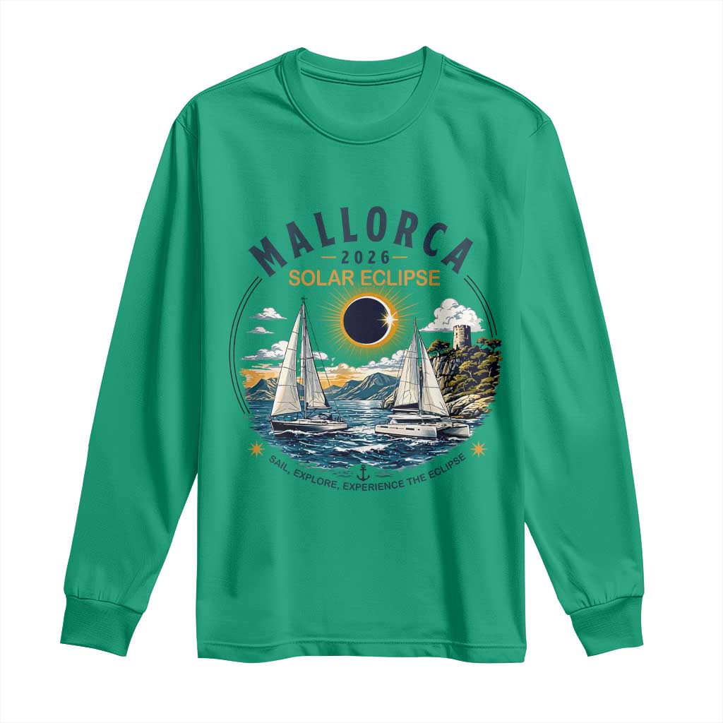 Mallorca Spain 2026 Total Solar Eclipse Long Sleeve Shirt Sailing Cruise Totality Sail Explore Experience Travel Souvenir