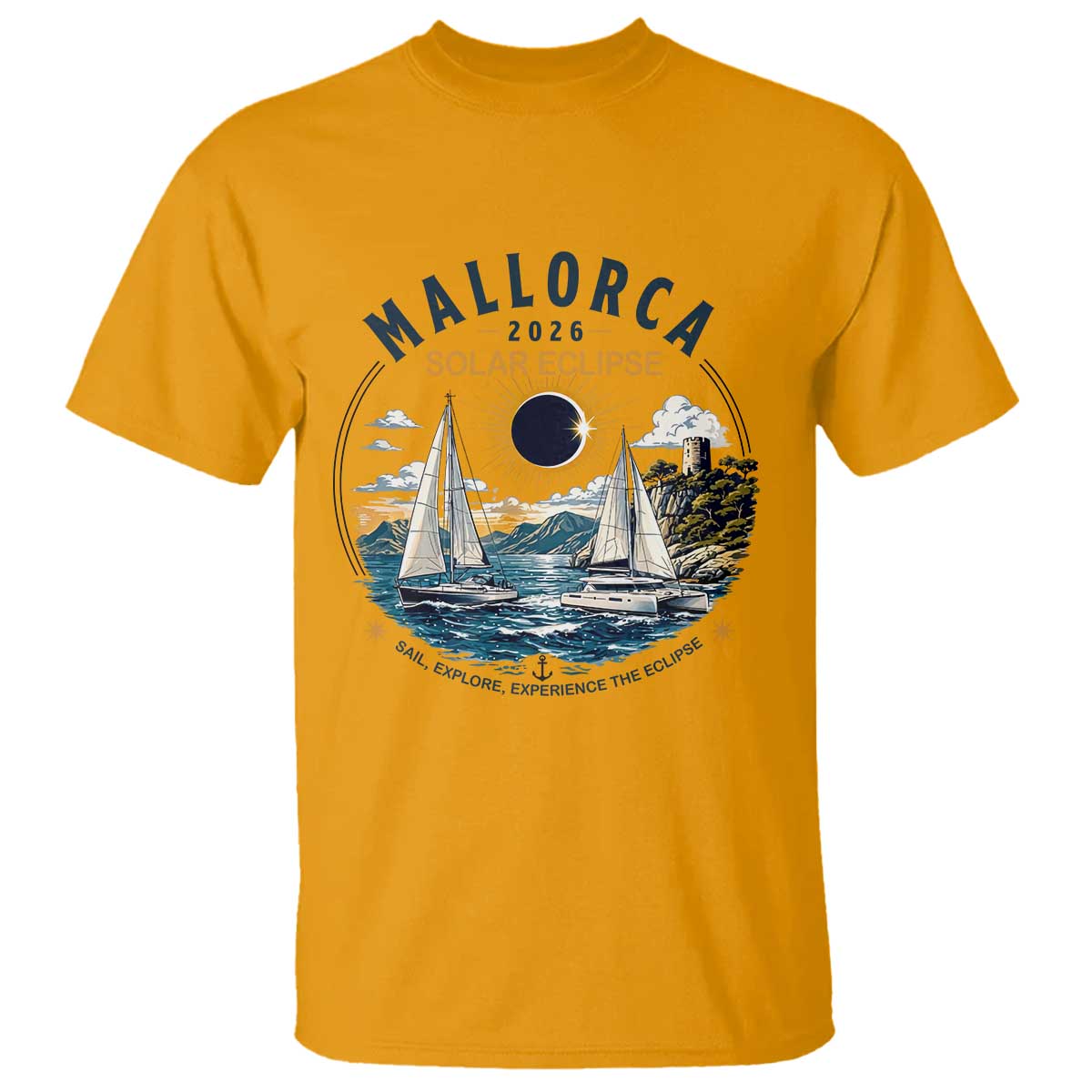 Mallorca Spain 2026 Total Solar Eclipse T Shirt Sailing Cruise Totality Sail Explore Experience Travel Souvenir