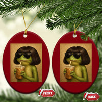 Funny Frog Bob Haircut Renaissance Painting Meme Ceramic Ornament