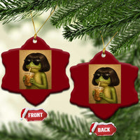 Funny Frog Bob Haircut Renaissance Painting Meme Ceramic Ornament