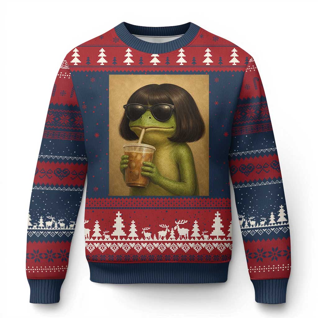 Funny Frog Bob Haircut Renaissance Painting Meme Ugly Christmas Sweater
