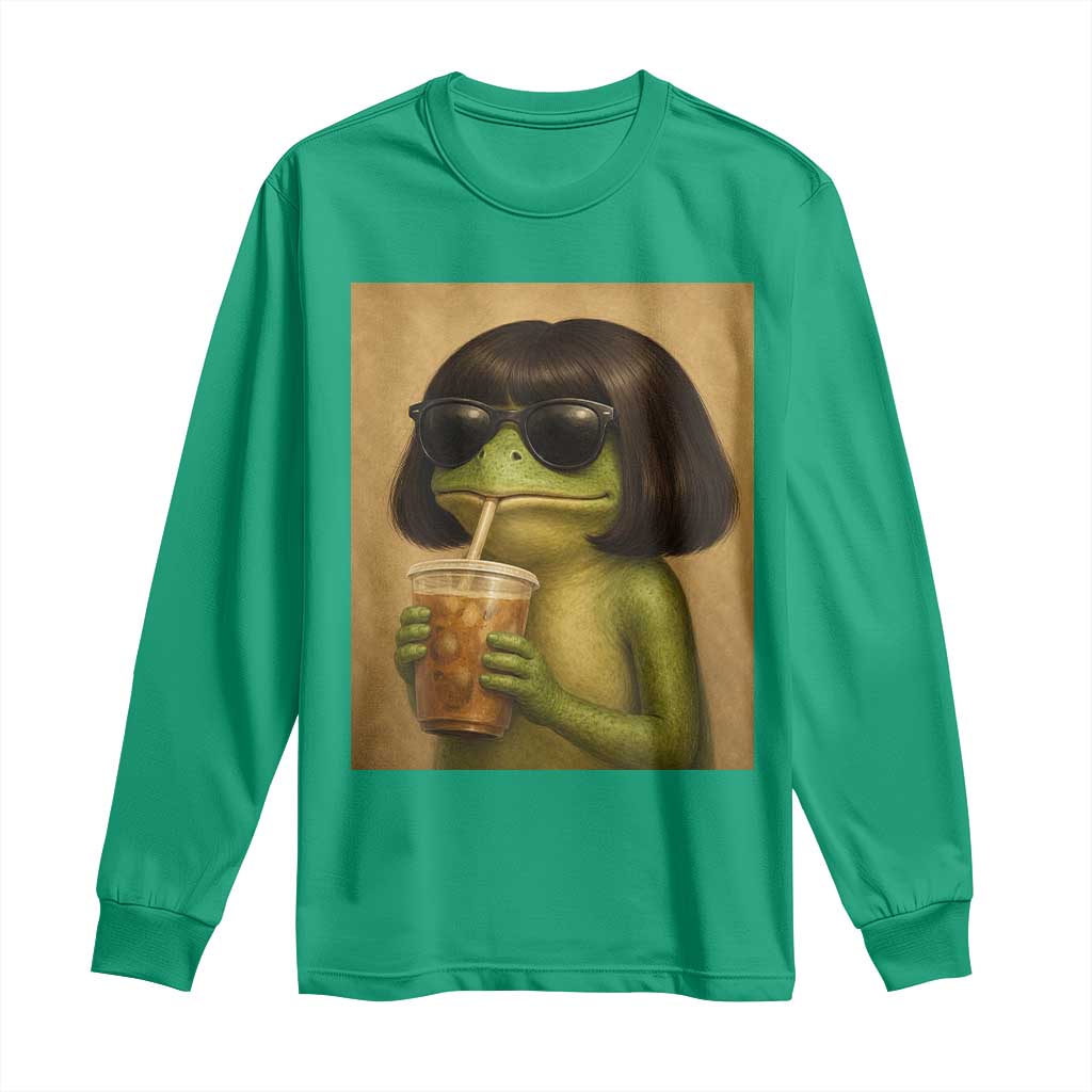 Funny Frog Bob Haircut Renaissance Painting Meme Long Sleeve Shirt