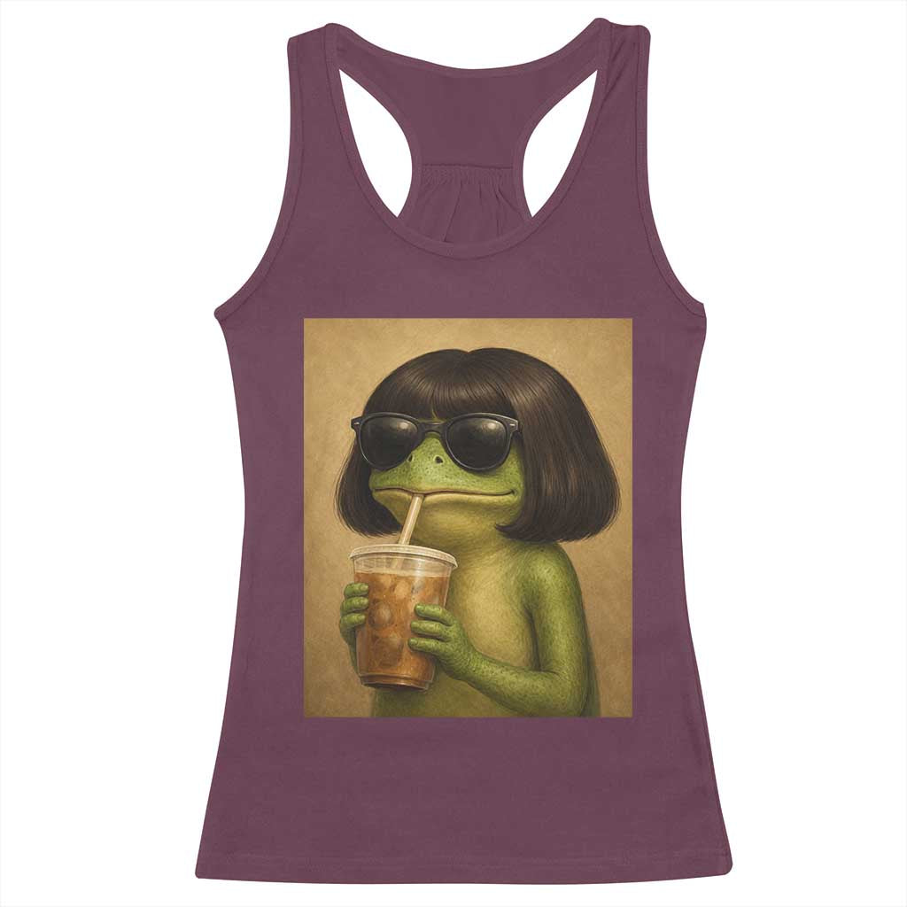 Funny Frog Bob Haircut Renaissance Painting Meme Racerback Tank Top