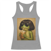 Funny Frog Bob Haircut Renaissance Painting Meme Racerback Tank Top