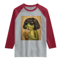Funny Frog Bob Haircut Renaissance Painting Meme Raglan Shirt