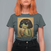 Funny Frog Bob Haircut Renaissance Painting Meme T Shirt For Women