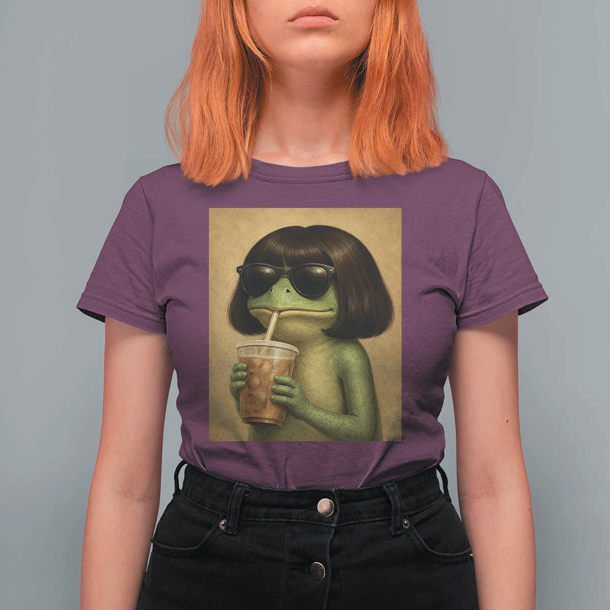 Funny Frog Bob Haircut Renaissance Painting Meme T Shirt For Women