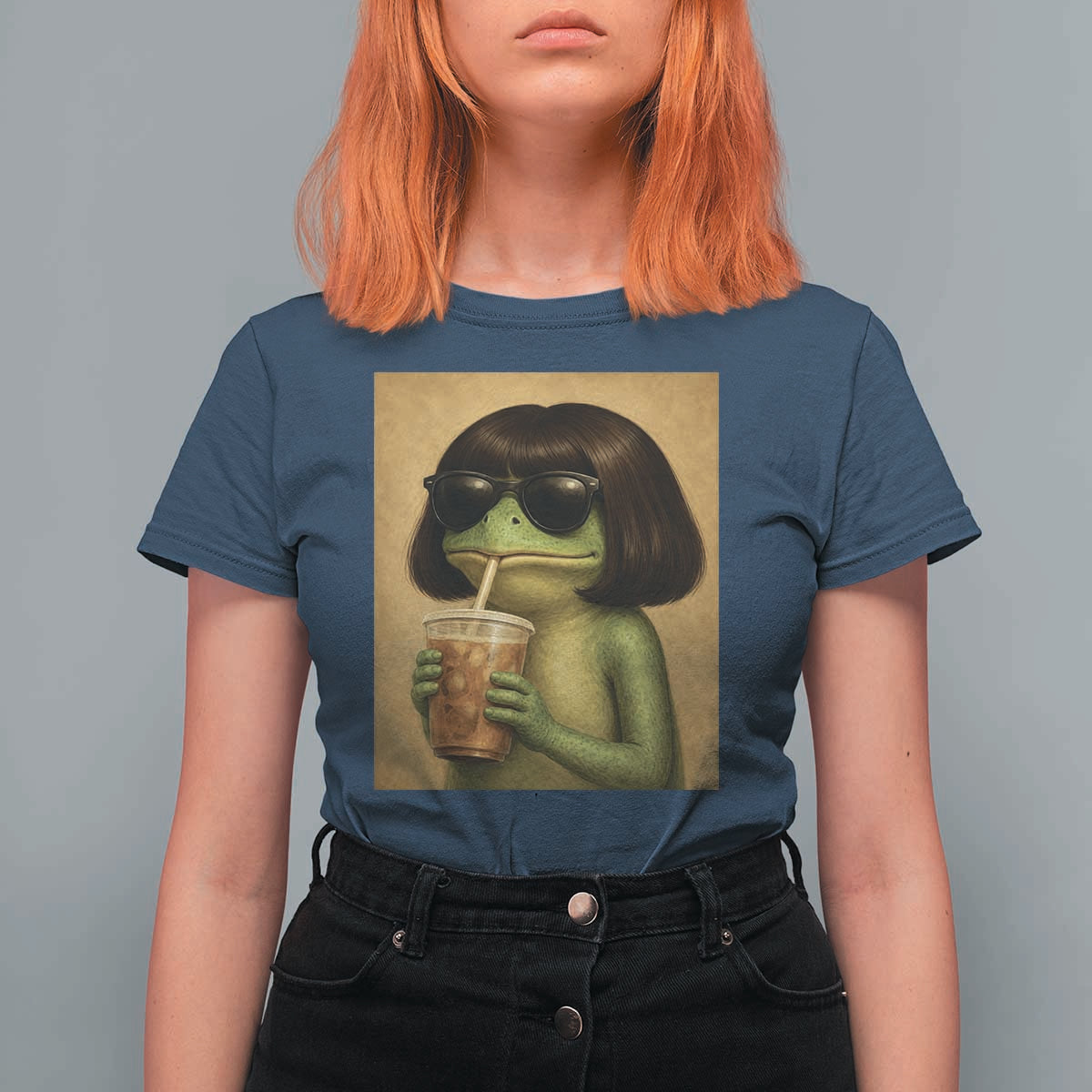Funny Frog Bob Haircut Renaissance Painting Meme T Shirt For Women
