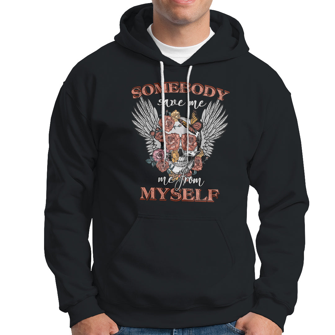 Western Skull Hoodie Somebody Save Me From Myself Country Music Western Retro - Wonder Print Shop