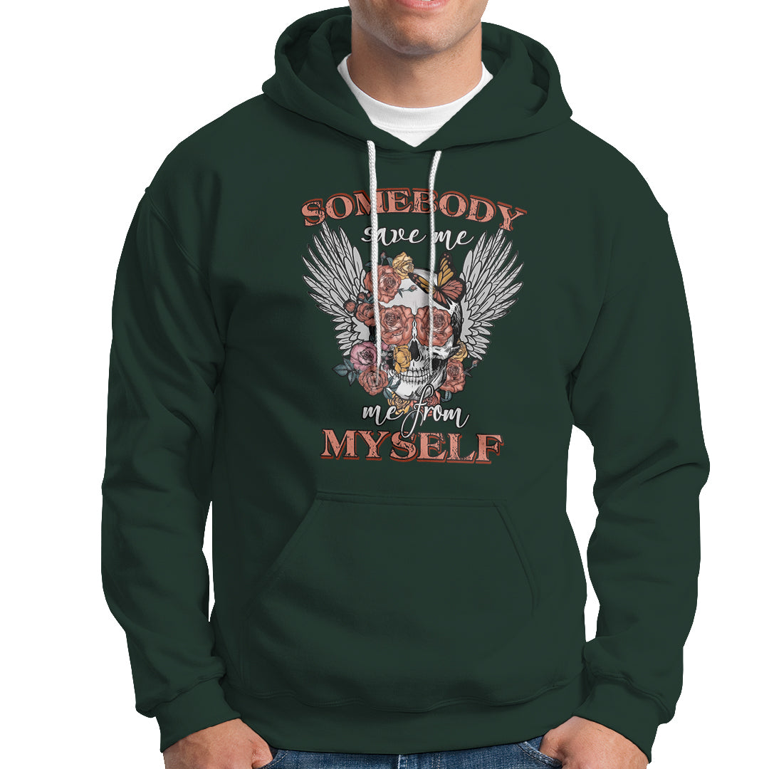 Western Skull Hoodie Somebody Save Me From Myself Country Music Western Retro - Wonder Print Shop