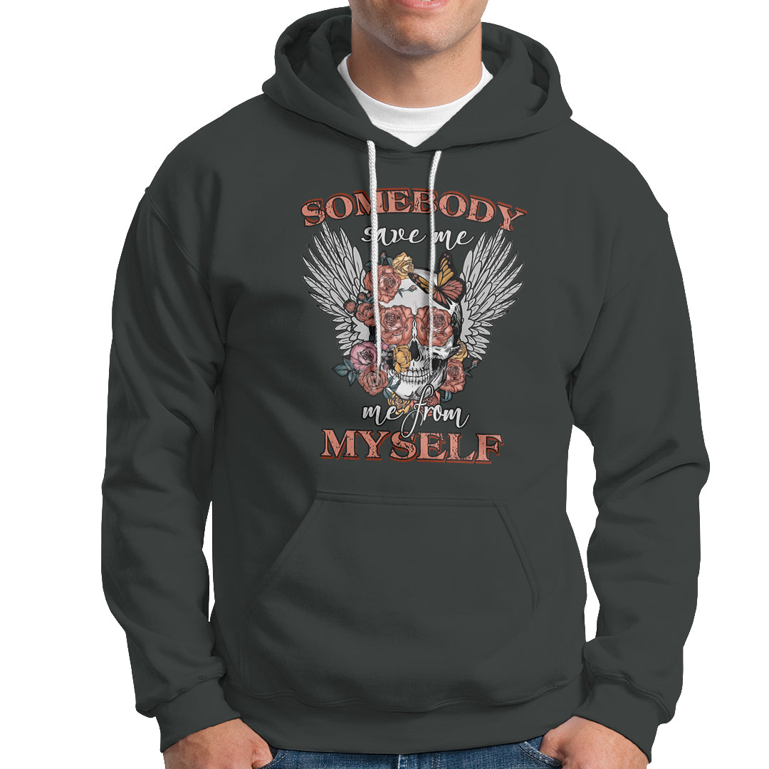 Western Skull Hoodie Somebody Save Me From Myself Country Music Western Retro - Wonder Print Shop
