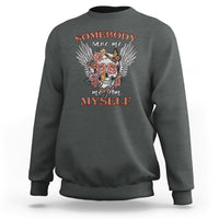 Western Skull Sweatshirt Somebody Save Me From Myself Country Music Western Retro - Wonder Print Shop