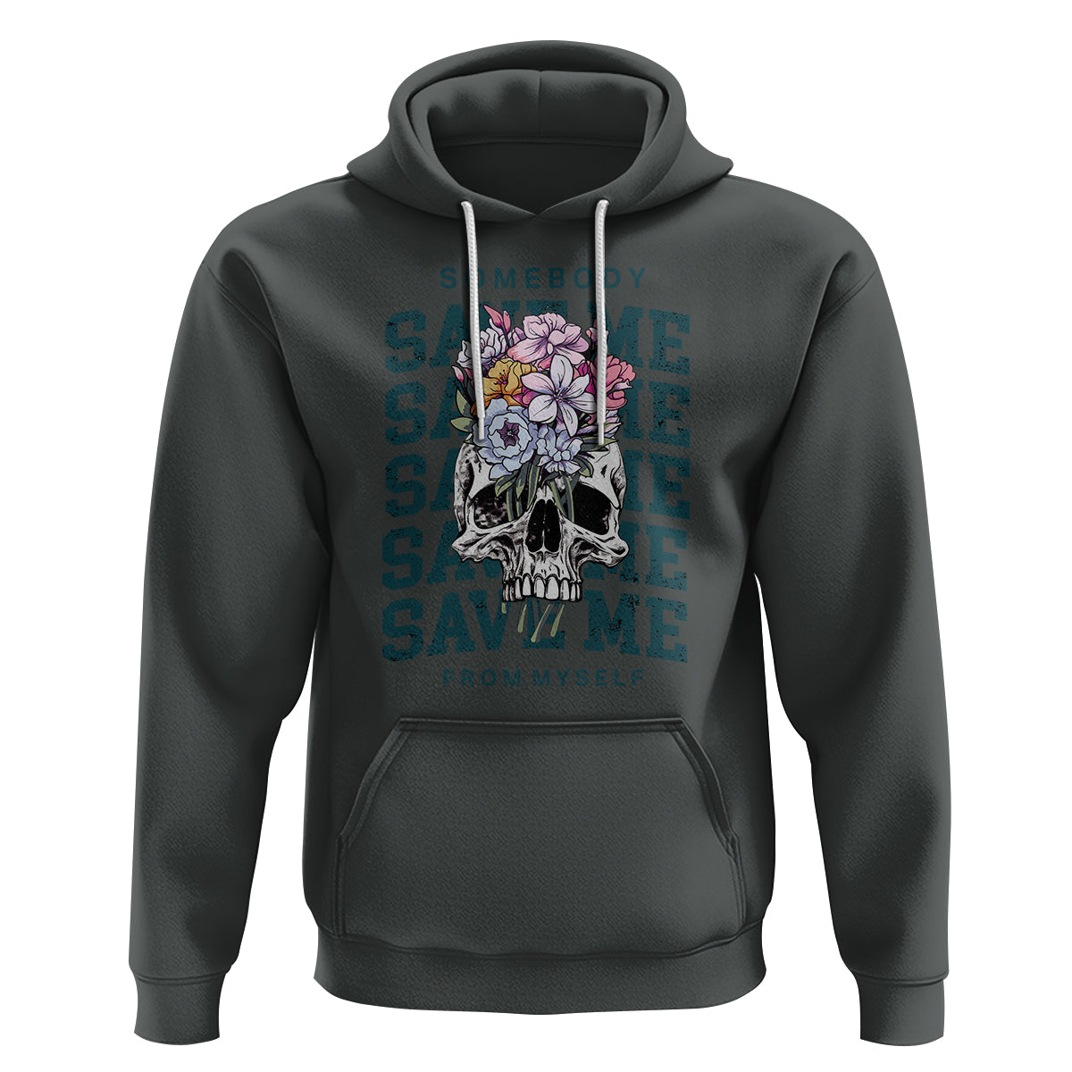 Retro Western Skull Hoodie Somebody Save Me From Myself Country Music - Wonder Print Shop
