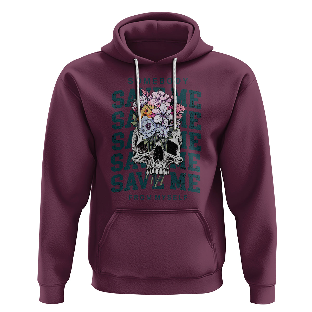 Retro Western Skull Hoodie Somebody Save Me From Myself Country Music - Wonder Print Shop