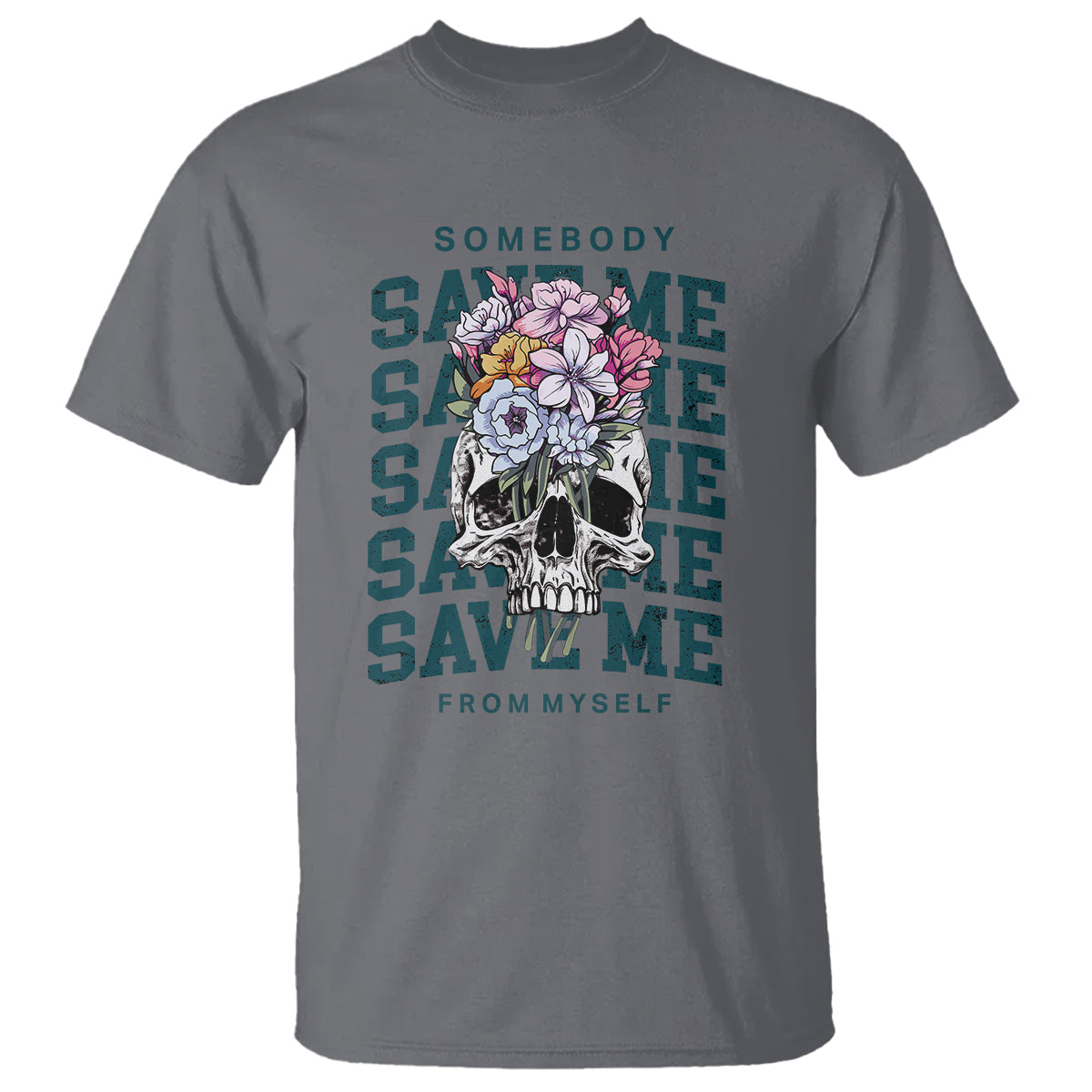 Retro Western Skull T Shirt Somebody Save Me From Myself Country Music - Wonder Print Shop