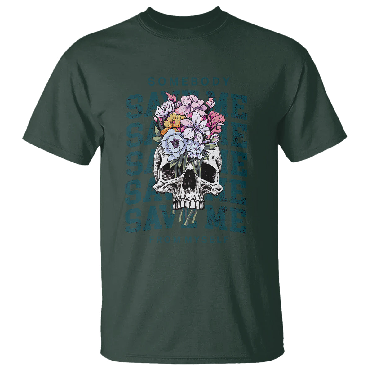 Retro Western Skull T Shirt Somebody Save Me From Myself Country Music - Wonder Print Shop