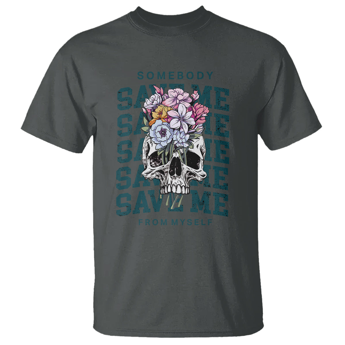 Retro Western Skull T Shirt Somebody Save Me From Myself Country Music - Wonder Print Shop