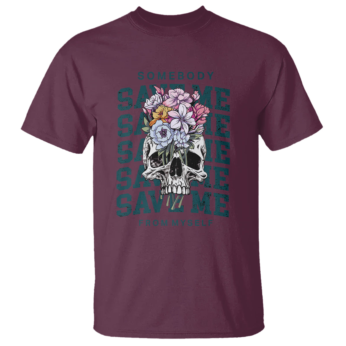 Retro Western Skull T Shirt Somebody Save Me From Myself Country Music - Wonder Print Shop