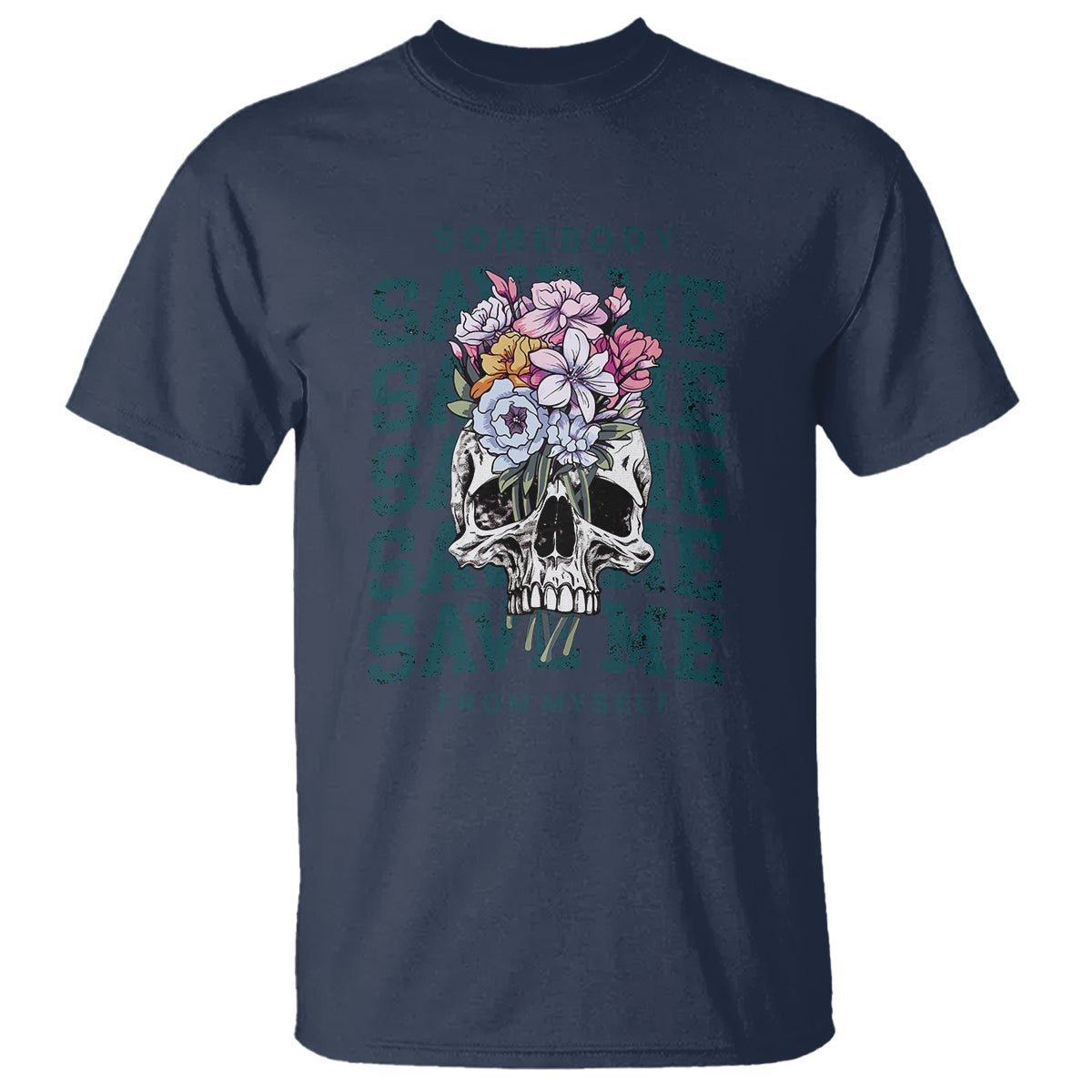 Retro Western Skull T Shirt Somebody Save Me From Myself Country Music - Wonder Print Shop