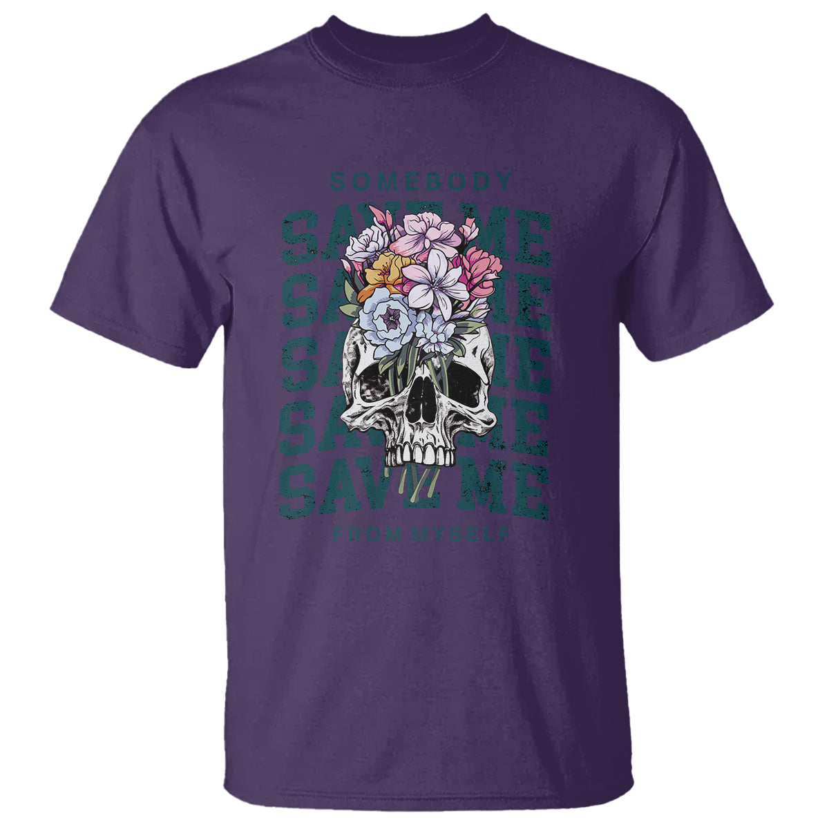 Retro Western Skull T Shirt Somebody Save Me From Myself Country Music - Wonder Print Shop