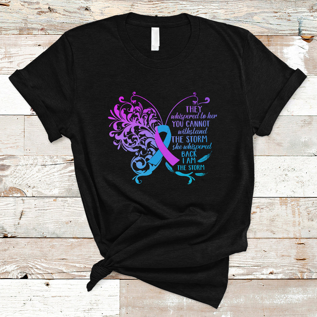 Suicide Prevention Awareness T Shirt She Whispered Back I Am The Storm Suicide Prevention Warrior - Wonder Print Shop