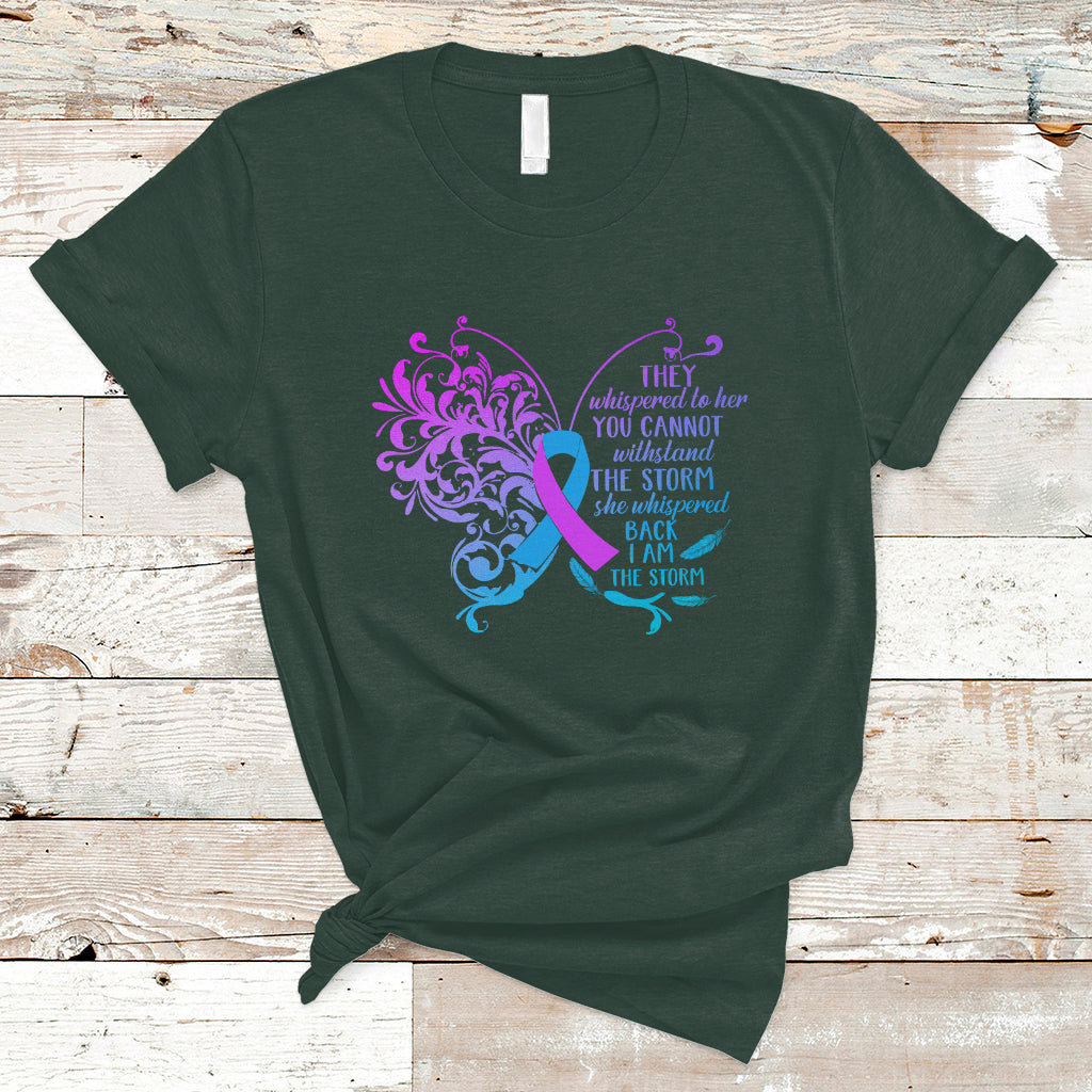 Suicide Prevention Awareness T Shirt She Whispered Back I Am The Storm Suicide Prevention Warrior - Wonder Print Shop