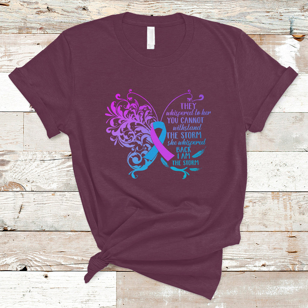 Suicide Prevention Awareness T Shirt She Whispered Back I Am The Storm Suicide Prevention Warrior - Wonder Print Shop