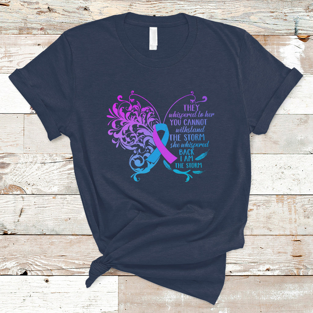 Suicide Prevention Awareness T Shirt She Whispered Back I Am The Storm Suicide Prevention Warrior - Wonder Print Shop