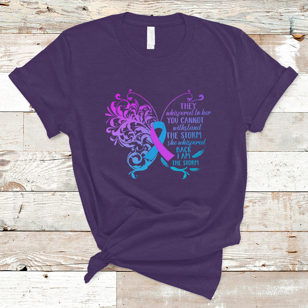 Suicide Prevention Awareness T Shirt She Whispered Back I Am The Storm Suicide Prevention Warrior - Wonder Print Shop