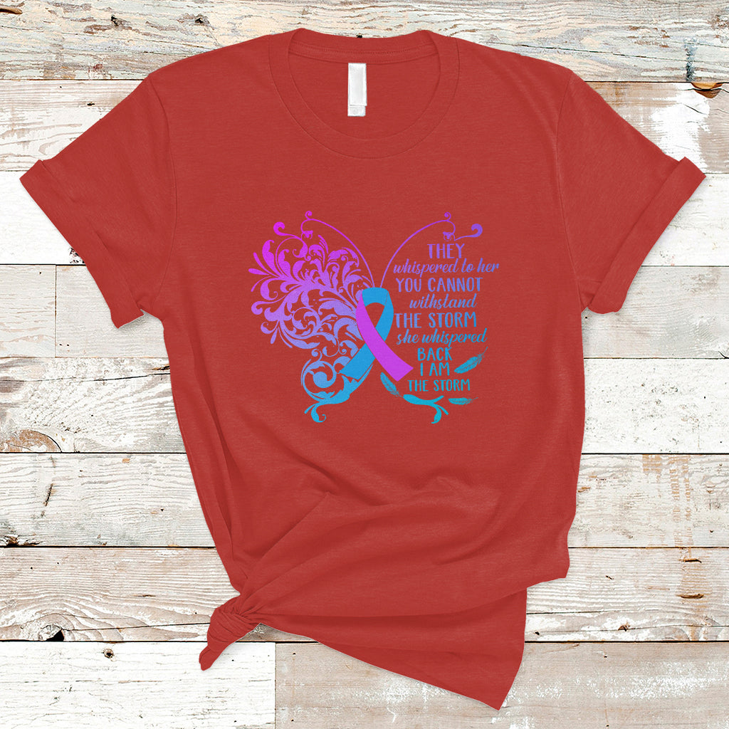 Suicide Prevention Awareness T Shirt She Whispered Back I Am The Storm Suicide Prevention Warrior - Wonder Print Shop