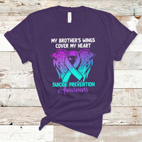 Suicide Prevention Awareness T Shirt Suicide Awareness Support My Brother's Wings Cover My Heart - Wonder Print Shop