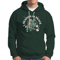 Reading Skeleton Hoodie RIP Reading In Peace Book Lover Spooky Vibe - Wonder Print Shop