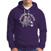 Reading Skeleton Hoodie RIP Reading In Peace Book Lover Spooky Vibe - Wonder Print Shop